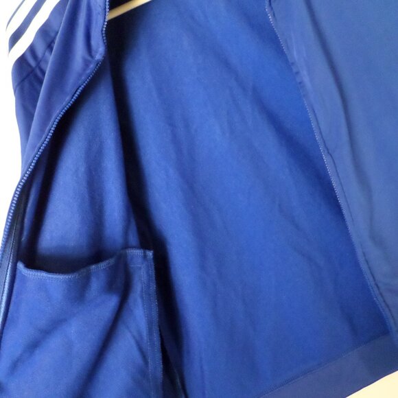 Adidas Royal Blue White Black Stripe Zip Front Tricot Boys Active Warm Up Med - Picture 13 of 13